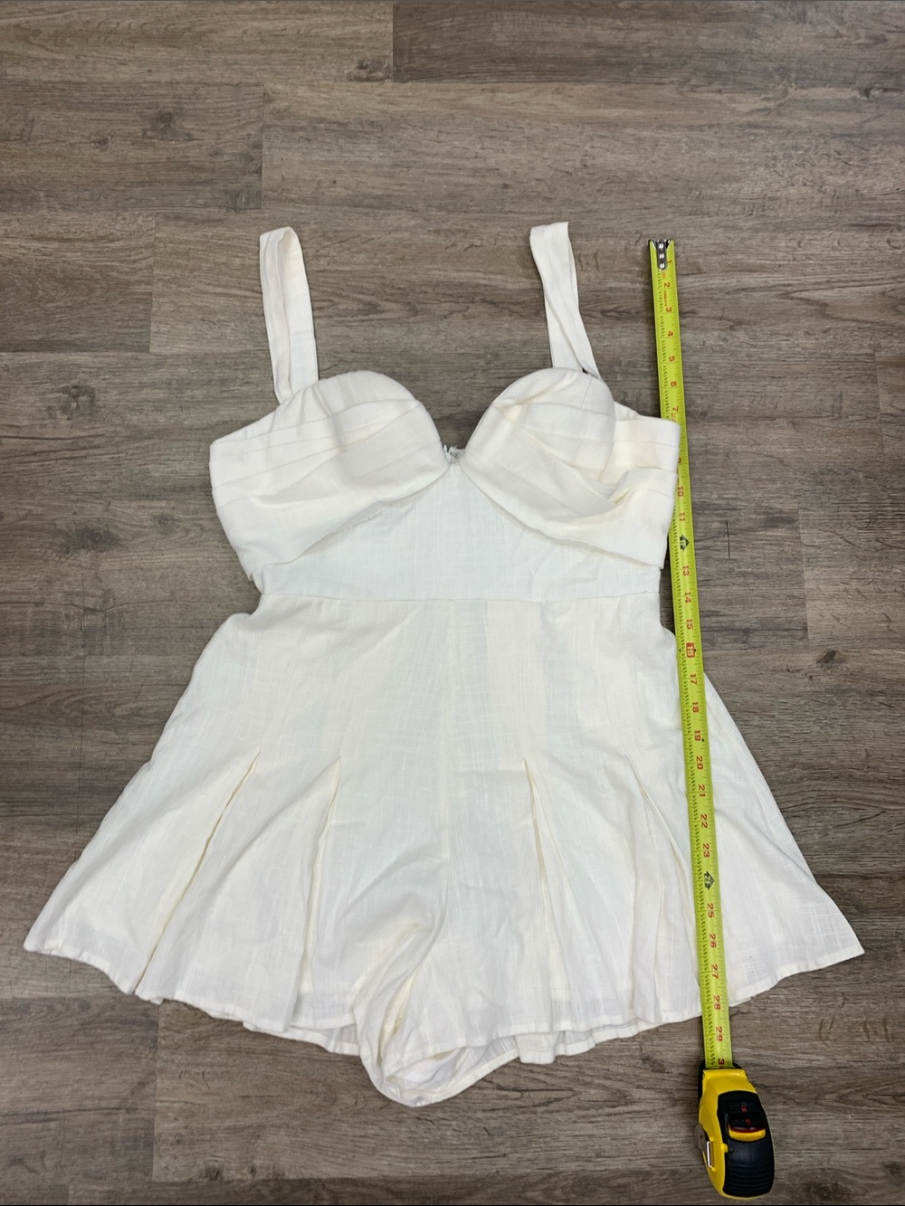 Luxxel Ivory Bustier Romper with Pleated Skort